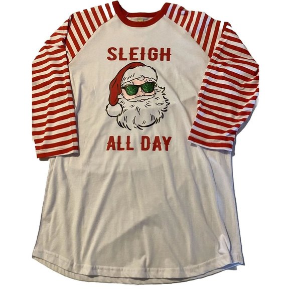 Unisex Santa Sleigh All Day Raglan T XL 22 In Armpit To Armpit Length 34 Inch - Picture 1 of 5